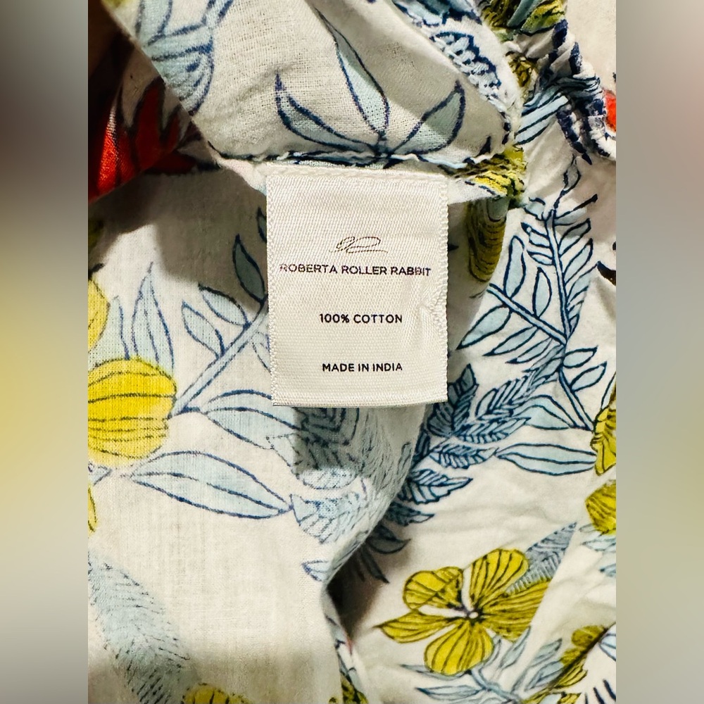 Roberta Roller Rabbit 100% Cotton Tropical Floral Nightgown/Coverup Women’s Xs - Picture 5 of 10